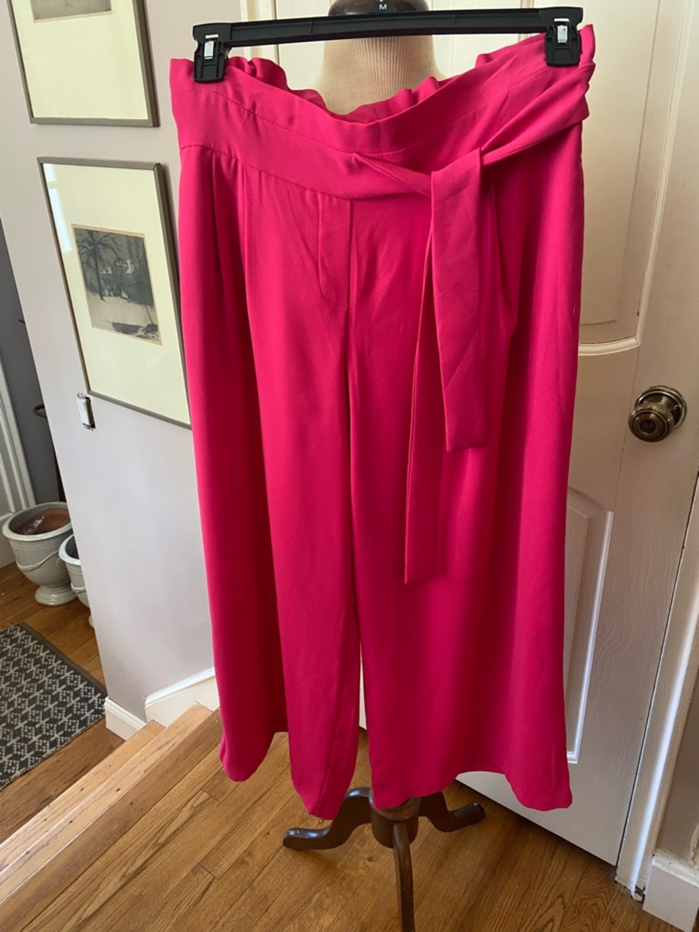 Carolina Belle Hot Pink High-Waist Wide-Leg Pants with Tie Waist
